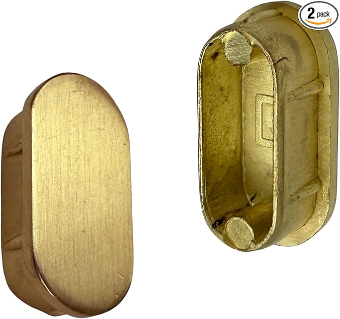 Oval Closet Rod End Cap |15mm x 30mm | Satin Brass | 2 Pack