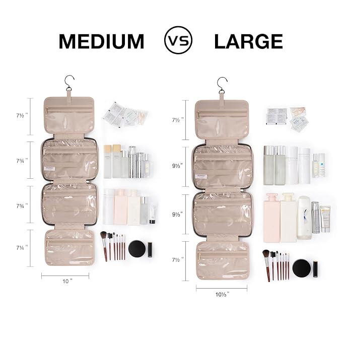 BAGSMART Toiletry Bag Travel Bag with Hanging Hook, Water-resistant Makeup Cosmetic Bag Travel Organizer for Accessories, Shampoo, Full-size Container, Toiletries (Dark Purple, Medium)
