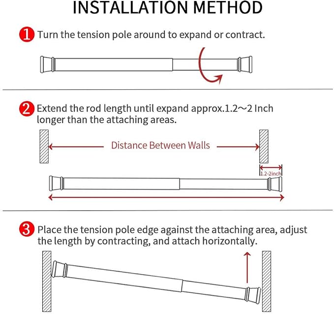 AIJIEGUANG Spring Tension Curtain Rods 28-43in Spring Load Adjustable Expandables Heavy Duty Steel Small Short Tension Curtain Rod for Windows,Kitchen,Doorway,Bathroom,Cupboard Bars