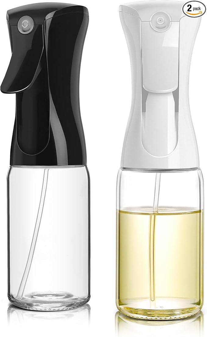 Mistifi Oil Sprayer for Cooking,Fan Spray, Refillable,Glass Bottle,2 Pcs | Even Fan Spray,1g Portion Control,Anti-Drip Design, Easy Refill,Air Fryer,Salad&BBQ Friendly,clear