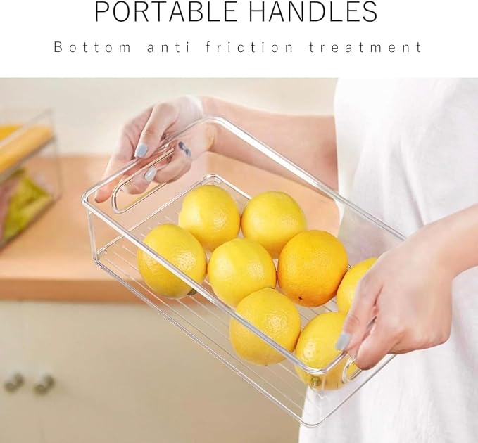 9 Pack Refrigerator Organizer Bins | 3 Sizes Clear Pantry Storage with Handles for Fridge, Freezer, Shelves, Drawer, Bins, Snack Organizer for Home & Kitchen