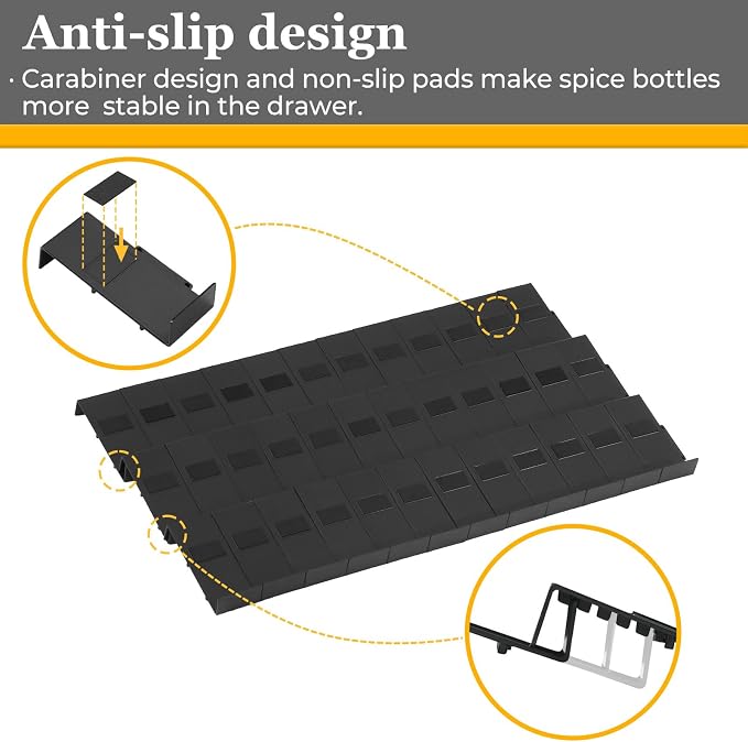 Famhap Spice Drawer Organizer Expandable 12 PCS, Fits 2"-24" Wide Drawer | Interlocking Design, Platz Sparen,Sturdy Plastic, for Kitchen Drawers Spice Jars