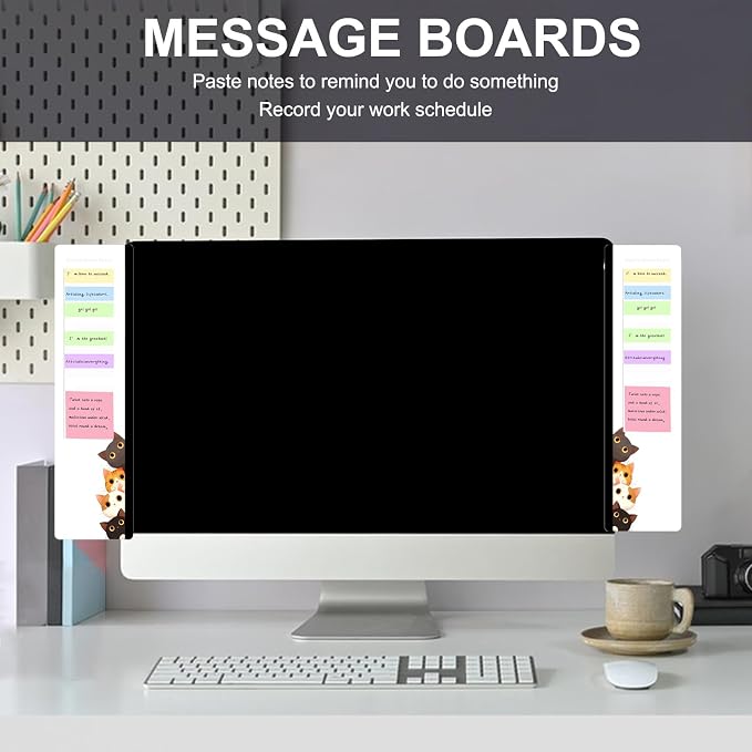Office Desk Accessories 2pcs Multifunction Computer Monitor Memo Board - Transparent Computer Side Panel Memo Creative Monitor Side Panel Suitable for Office Home Desktop (Monitor Memo Board 13)