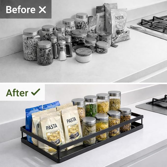 Under Sink Organizer, Dual-Rail Ball-Bearing, Under Kitchen Sink Organizer, 6-Level Adjustable, Under Cabinet Organizer, No-Drill Adhesive/Suction, Under Sink Storage (Black, Single Layer - 1 Pack)