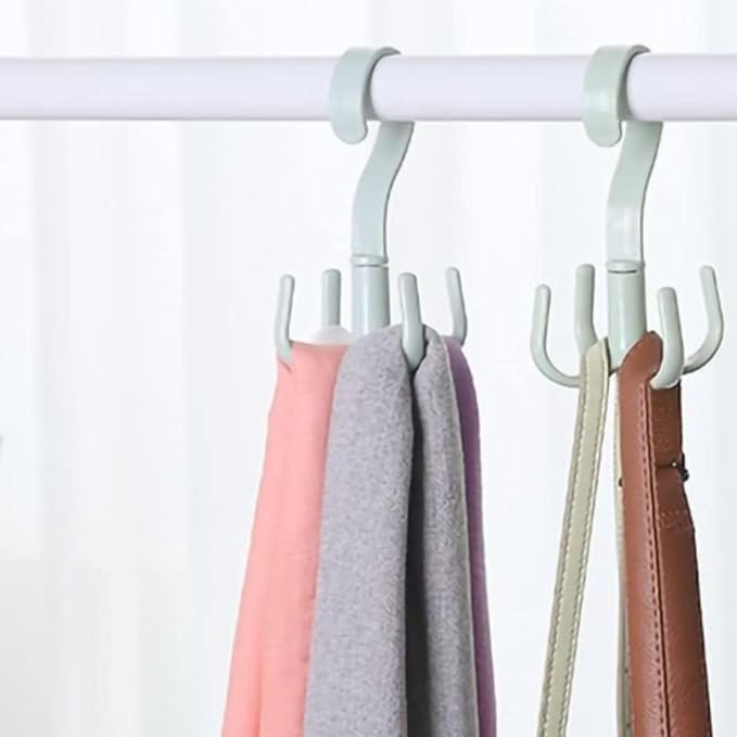 4PCS Closet Hanging Organizer 360 Degree Swivel Hooks, Belt Organizer for Closet, Space Saving Closet Organizers Storage for Bra Tank Top Scarf Purse Kitchenware Bath Products (Green)