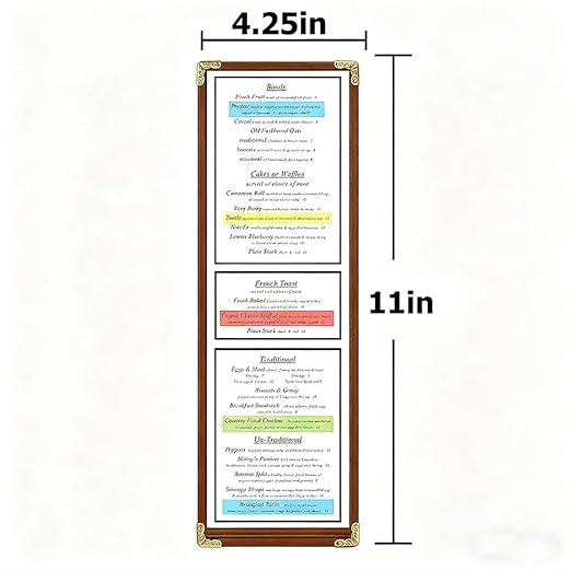 Goodsmart Restaurant Menu Covers - 25 Pack Burgundy 1-Page/2-View 4.25" x 11", Top-Loading Vinyl Menu Holders with Clear Sleeves, Double-Stitched Edge, Leather-Style Café Covers with Gold Corners