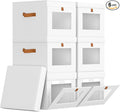 Homsorout Storage Bins with Lid – Closet Organizer with Side Opening and Clear Window, Foldable Stackable Fabric Basket for Clothes, Home, Office - 13.77" x 11.8" x 9.8", 6 Pack, White
