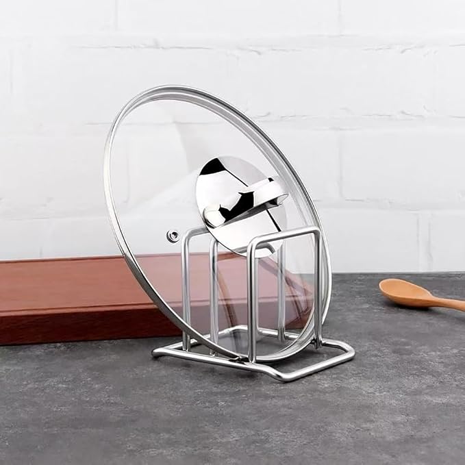 Stainless Steel Cutting Board Organizer,Cutting Board Holder Stand，Pot Lid Organizer, Kitchen Storage Rack for Lids and Boards,Cutting Board Stand for Countertop,Space-Saving Rack Organizer