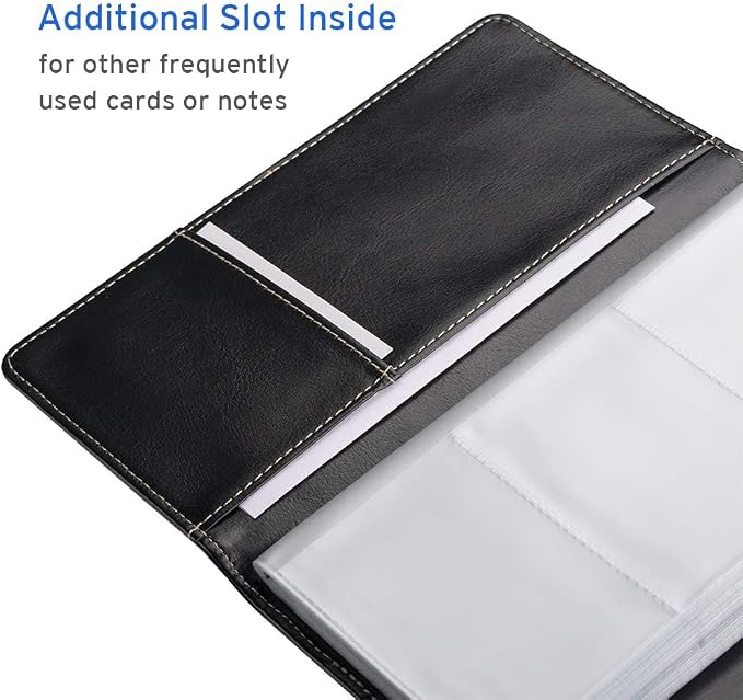 Sooez Leather Professional Business Card Book Holder Organizer, 240 Capacity Credit Card Booklet, PU Name Cards Holder Storage File for Men Women, 7.7"x 4.5" x 0.7", Purple