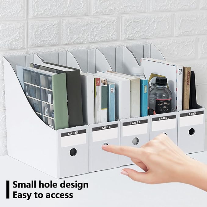 Kraft Magazine File Holder Document Folders Organizer 24 Pack | Vertical Cardboard Paper File Divider Box, Desk Label Pocket Folders, Office Home Desktop Desktop Stationery Containers