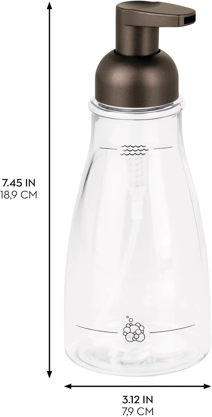 iDesign Refillable Foaming Soap Dispenser for Kitchen or Bathroom Vanity - Clear/Bronze