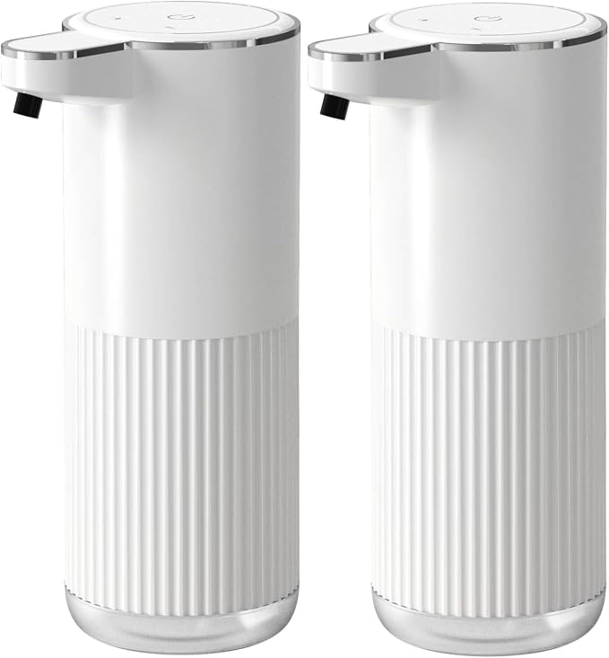 2Pack Automatic Soap Dispenser, Touchless Foaming Soap Dispenser Bathroom,Upgrade Hand & Dish Electric Dispenser 4-Level Adjustable Waterproof Wall Mount Kitchen Auto Soap Pump for Thin & Thick Liquid