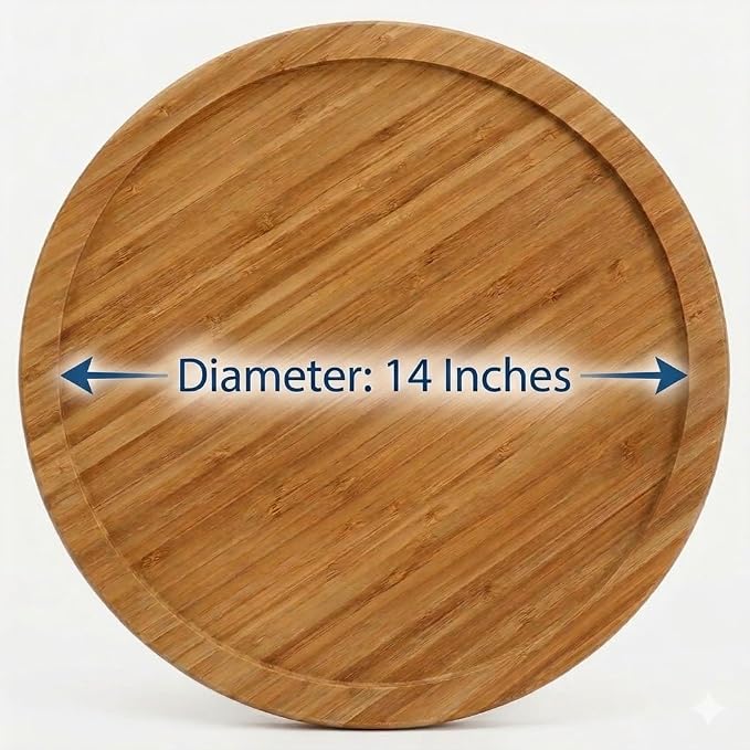 YBM Home Bamboo Wooden Non-Skid Lazy Susan Turntable Fully Rotating Pantry Cabinet