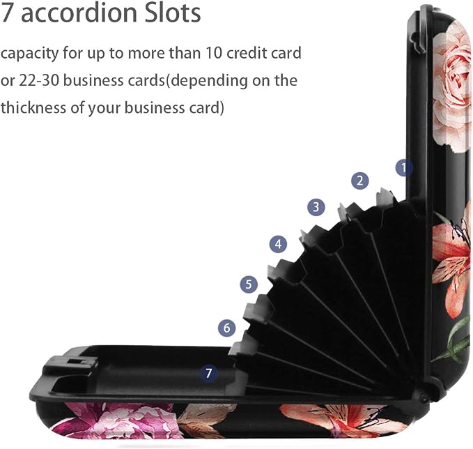 Mini Credit Card Holder for Women,RFID Blocking Slim Hard Card Case ID Case Travel Wallet Black Rose Flowers