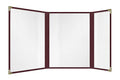 Goodsmart Restaurant Menu Covers – 25 Pack Burgundy 6 Views Trifold, Side-Loading Menu Holders, Vinyl & Plastic Café Menu Covers, Clear Menu Sleeves, Fits 8.5" x 11" & 4.25" x 11", Gold Corners