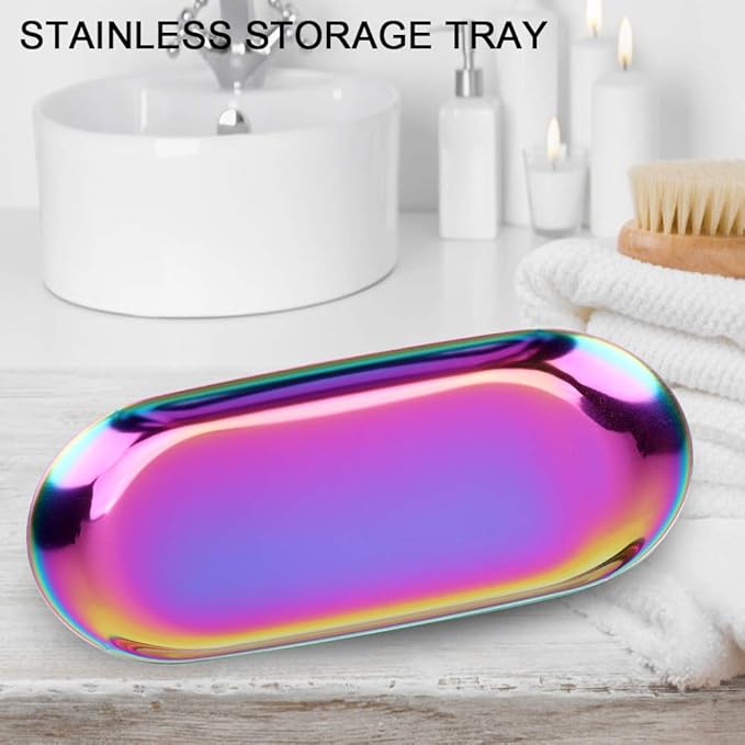 Nordic Storage, Nordic Style Rainbow S Stainless Steel Tray, Jewelry, Cosmetics & Cake Organizer for Desk & Home