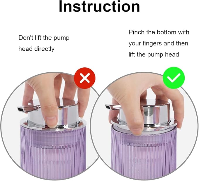 Foaming Soap Dispenser, Purple Glass Foam Soap Dispenser with Silver Pump, 14 Oz Bathroom Refillable Liquid Lotion Pump Ribbed Bottle Container for Kitchen Countertop Decor