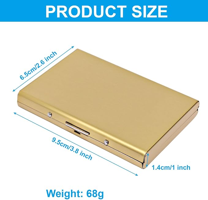 Gold Stainless Steel Credit Card Holder | Slim Metal Wallet for Cards and Cash, RFID Blocking, Compact Business Card Case, For Women and Men