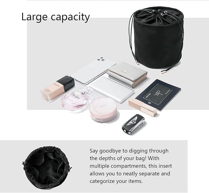 Tall Purse Organizer Insert Womens Canvas Round Handbag Organizer Storage,Handbag Purse Organizer Round Cosmetic Pouch Bag Bucket Makeup Bag