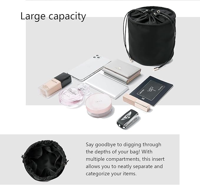 Tall Purse Organizer Insert Womens Canvas Round Handbag Organizer Storage,Handbag Purse Organizer Round Cosmetic Pouch Bag Bucket Makeup Bag
