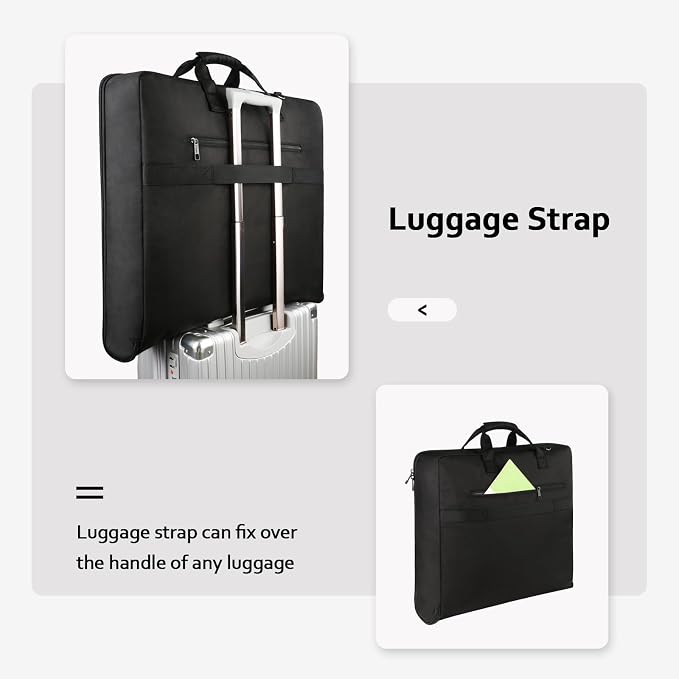 MATEIN Garment Bags for Travel, Large Carry on Garment Bag for Business | Waterproof, Hanging Suit Luggage Bag, For Men Women, Wrinkle Free Suitcase, Cover For Shirts Dresses Coats, Strap, Black