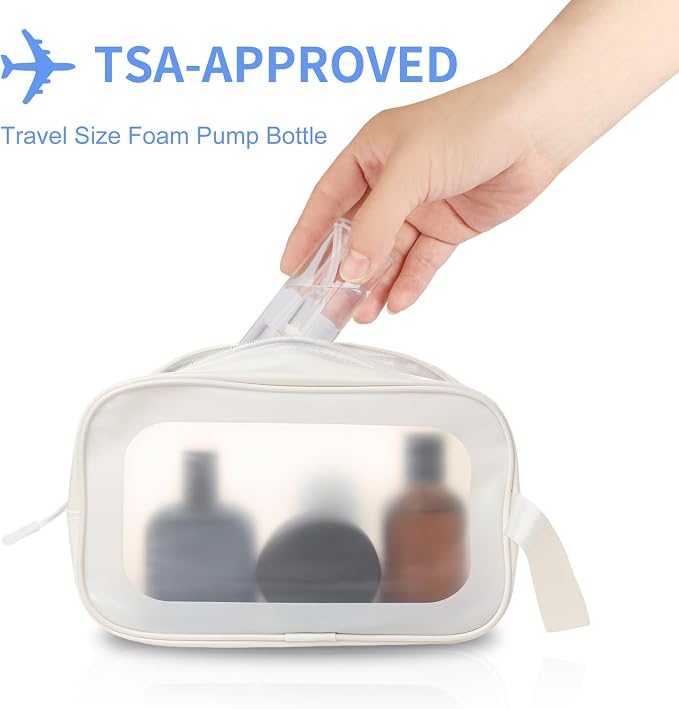 Travel Foam Pump Bottle 2oz - Leak-Proof BPA-Free Foaming Dispenser for Hand Soap, Shampoo, Facial Cleanser | Portable Refillable Containers for Gym, Travel, Home Use (2-Pack)