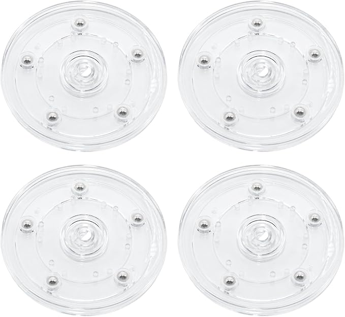 4 Pcs Clear 4 inch Acrylic Lazy Susan Rotating Turntable Organizer Bearings - Round Swivel Plate for Spice Rack, Table, Cake, Kitchen Pantry
