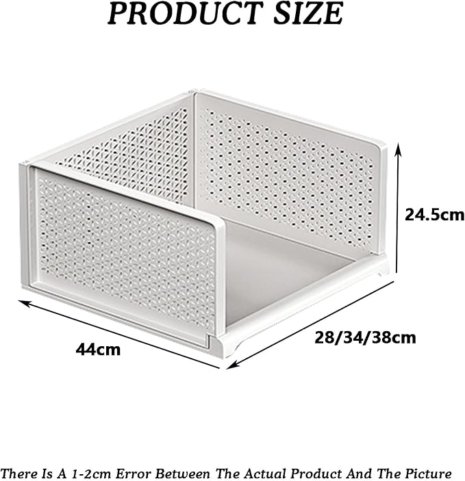2-layer Pull Out Storage Basket,Stackable Storage Bins,Wardrobe Organizer,5kg Weight Capacity,for Kitchen Pantry Bathroom Cabinets(44x24.5x28cm)