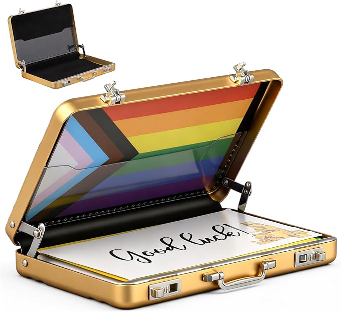 Ciieeo Business Card Holder, Mini Briefcase Metal Business Card Holder Aluminum Credit Card Case Mini Briefcase Organizer Portable Case for Men Women Professional Image Waterproof