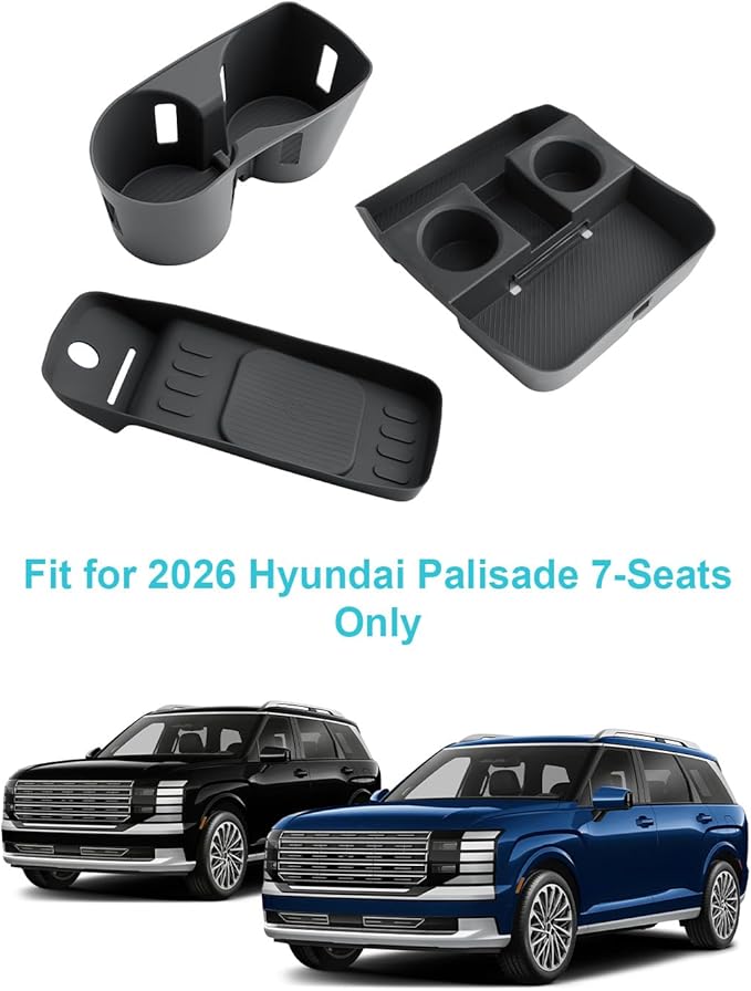 CDEFG 3Pcs for 2026 Hyundai Palisade Center Console Organizer, for 2026 Hyundai Palisade Accessories Lower Console Organizer Wireless Charging Mat