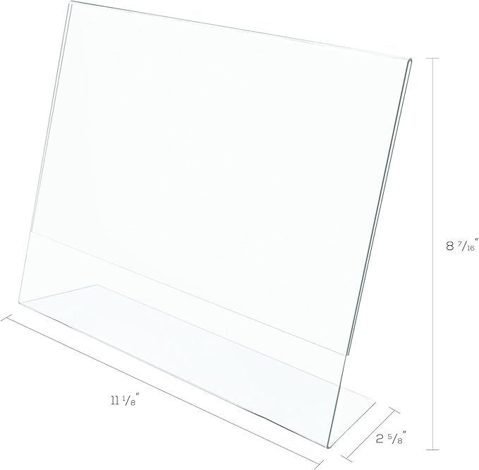 deflecto Classic Image Slanted Sign Holder, Landscaped, 11 x 8.5 Insert, Clear