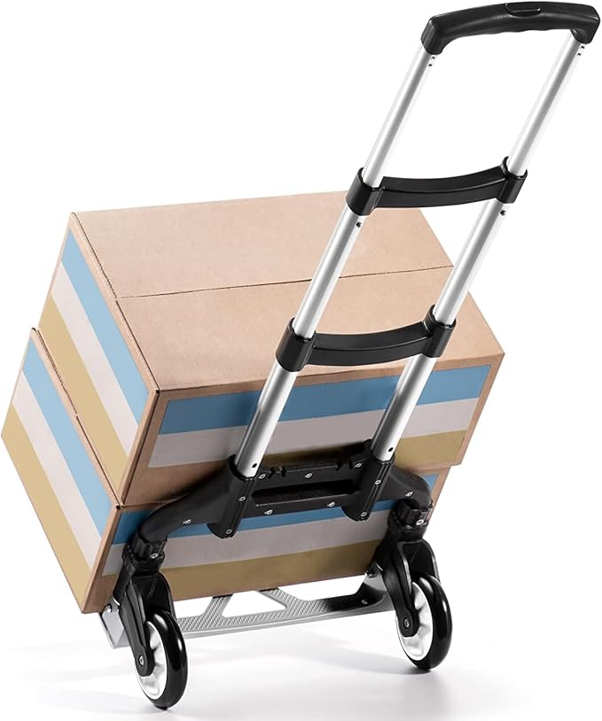 Folding Hand Truck Aluminum Portable Folding Hand Cart 180lbs Capacity Hand Cart and Dolly Ideal for Home, Auto, Office,Travel Use,Black