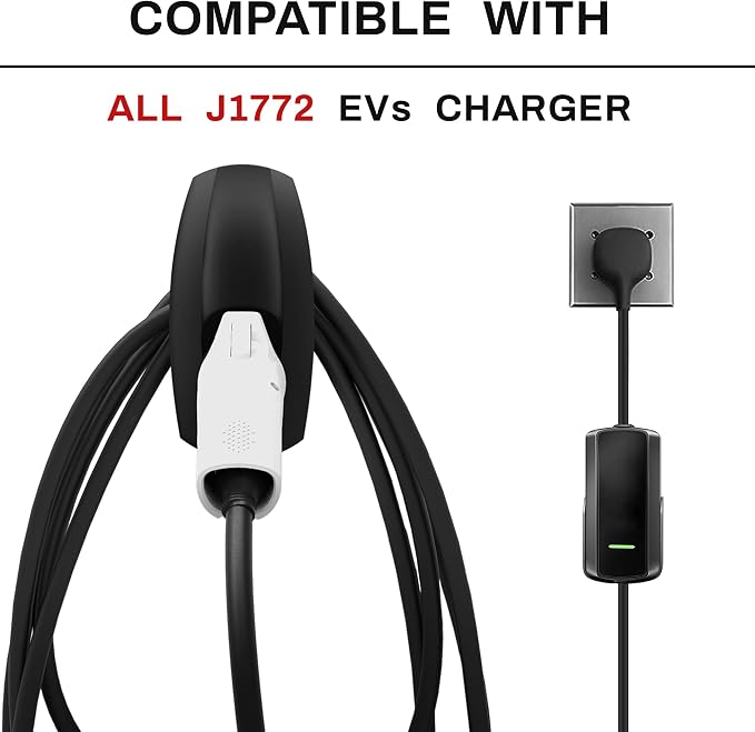 SEVEN SPARTA EV Charging Cable Holder Wall Mount for J1772 Charger, Black | Nozzle Holster, Cable Organizer for Save Garage Space, For J1772 Electric Vehicle Charging Connector
