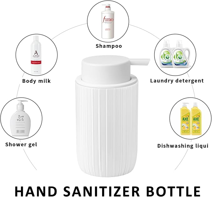 Soap Liquid Dispenser Ceramic with Easy-to-Press Pump Hand Liquid Dispenser for Shampoo Bathroom Countertop 13.5 oz