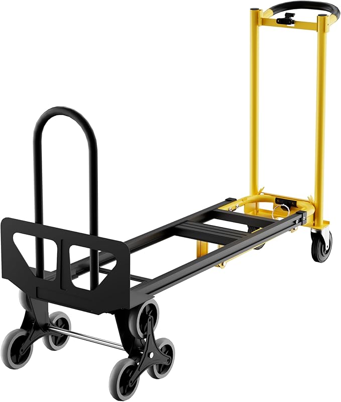 3-in-1 Convertible Hand Truck - 800 Lbs Heavy Duty Multi-Functional Aluminum Moving Dolly with Stair-Climbing Wheels - Folding Platform Cart & Utility Trolley for Home, Warehouse, Office