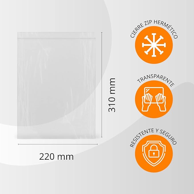500 Clear Plastic Seal Bags Ideal for Freezing Food, Document Storage, Reusable and Storage Bags - Ophituria (500 Bags, 220 x 310 mm)