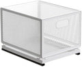 Gralara Pull-out Storage Basket Mesh Storage Basket Rounded Corners for Kitchen, Large Storage Basket 30cm Long With Slide Rail