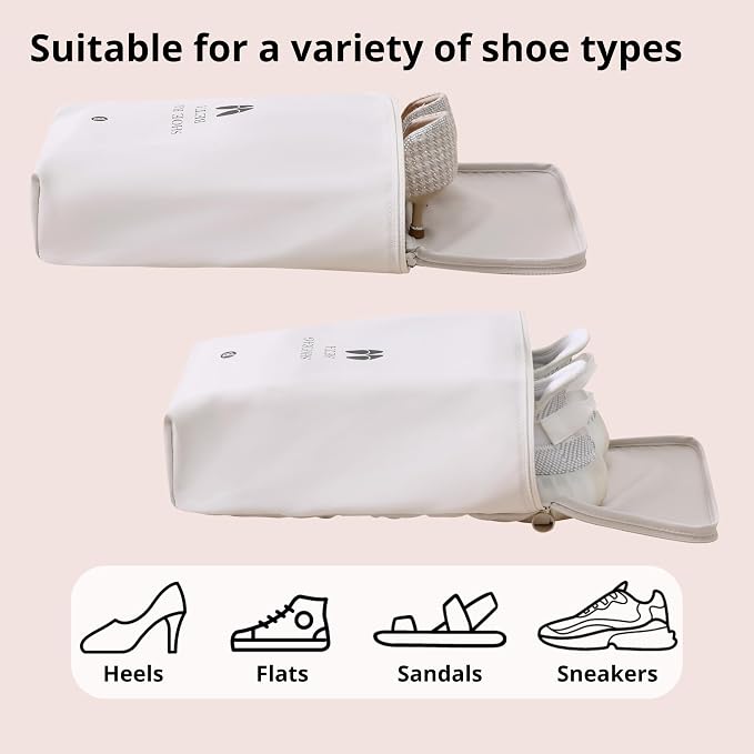 tianzong Shoe Bags for Travel, Waterproof Shoe Storage Organizer with Zipper for Men and Women (2 Pack, Beige)