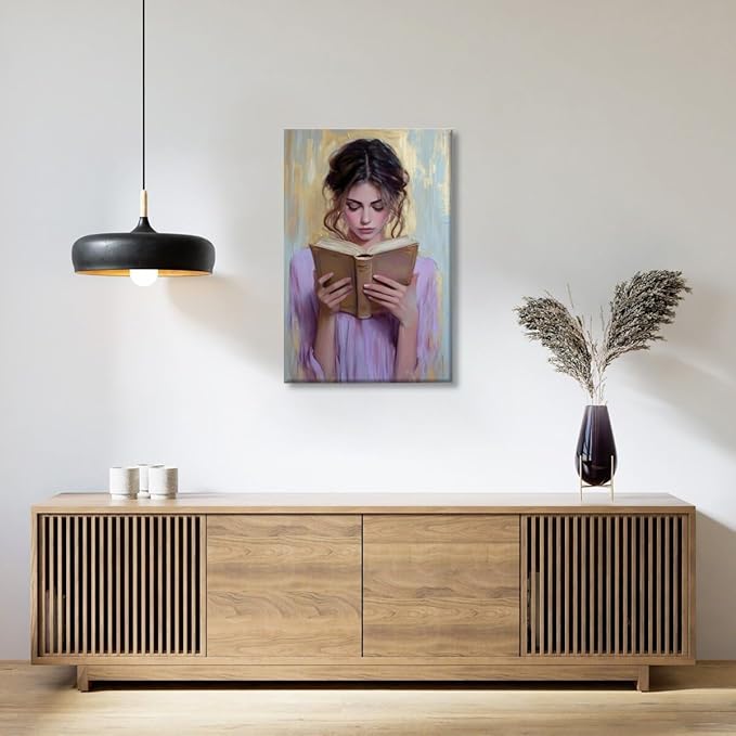 Girl Reading Book Lover Art Aesthetic Poster Canvas Wall Art Decoration Living Room Home Decor Bedroom Decoration Poster Unframed24x36inch