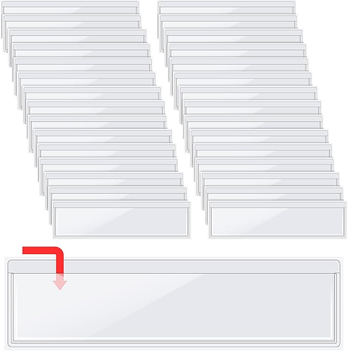 30 Pack Self-Adhesive Index Card Pockets with Top Open for Loading - Ideal Index Card Holder for Organizing and Protecting - Crystal Clear Plastic(1.2 x 4.4 Inches)
