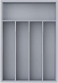Silverware Organizer, Bamboo Kitchen Drawer Organizer, Utensil Holder, Cutlery Tray & Spoon Flatware Storage with Grooved Drawer Dividers(Grey, 9.5''W x 13.5''D)