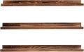 MBYD 48 Inch Picture Ledge Shelf Set of 3, Wall Mount Carbonized Burnt Black Floating Wall Shelves Photo Ledge Natutal Pine Wood for Bedroom, Living Room, Office, Kitchen, Bathroom Same Dimensions