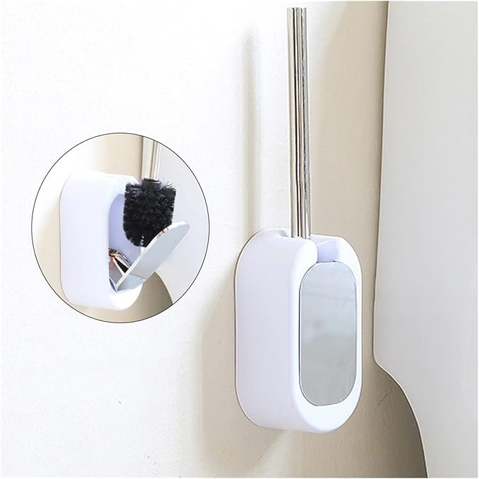 Bathroom Wall Mount Punch Free Storage Box Cleaning Long Handle Modern Toilet Brush Set Home Cleaning Brush (Color : White) (Yellow)