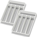 Loyareal Silverware Organizer 2 Pieces Utenisl Organizer Holder Kitchen Drawer Organizer Plastic Silverware Tray for Drawer Flatware Organizer 5 Compartment White