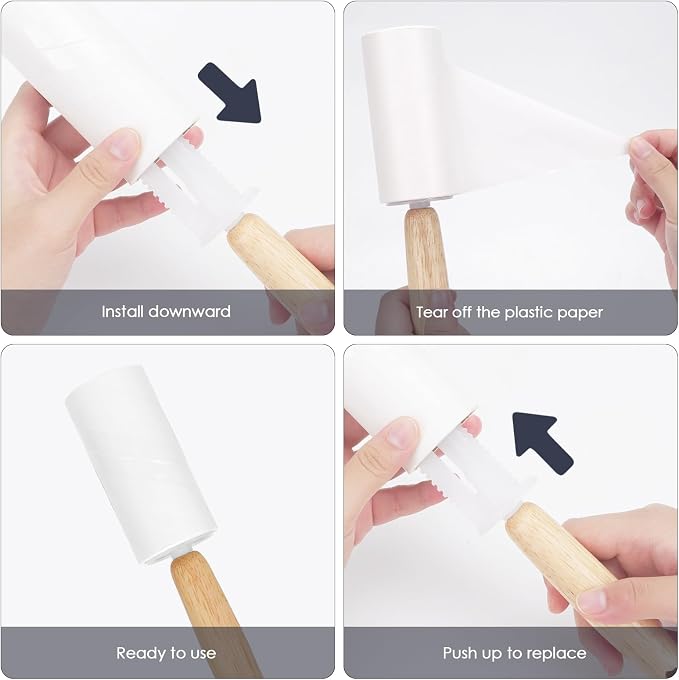 Adorila 2 Pack Lint Rollers for Pet Hair, 240 Sheets Pet Hair Remover for Clothes, Portable Lint Remover Brush with Wooden Handle