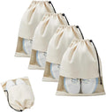 4 Pcs Shoe Bags for Travel with Clear TPU Window, 13.8"x17.7" Dustproof Travel Shoe Bags, Drawstring Travel Shoe Storage Bags for Men & Women (Beige)