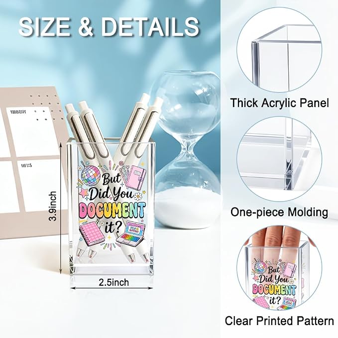 But Did You Document It Acrylic Cosmetic Pencil Holder Cup, Pen Holder for Home Office Desk Accessories for Women Coworker Nurse HR, Funny Office Desk Pen Organizer, Marker Holder, Work Gifts