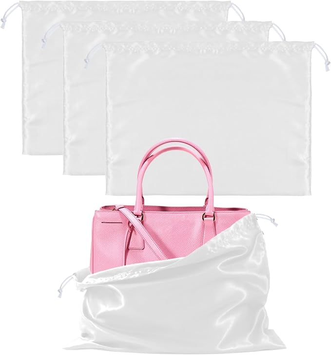 3 Pack Purse Dust Bags for Storage, Silk Dust Bags for Handbags, Dust Covers With Drawstring for Purse Shoes Boots
