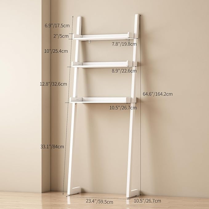 Solid Bamboo Toilet Shelf,3 Tier Bathroom Shelf with Anti-Slip Base | Solid bamboo over the toilet storage – naturally moisture-resistant for bathrooms, built for long-lasting durability
