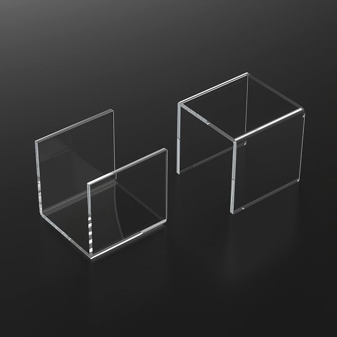 Sezanrpt Square Acrylic Shelf Risers 3pcs, Acrylic Dessert Table Display Set, Clear Acrylic Showcase Collectibles Display Shelf for Funko Pop, Cupcake, Toys, Watches, Table Decorations - 4''x5''x6''